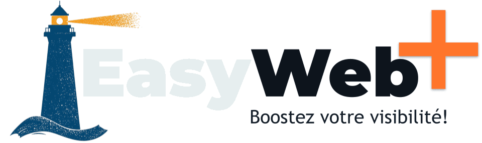 logo EasyWeb+ tout bleu avec phare